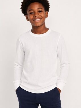 NWT Old Navy Kids White Waffle Knit Thermal Long Sleeve Tee L 10-12